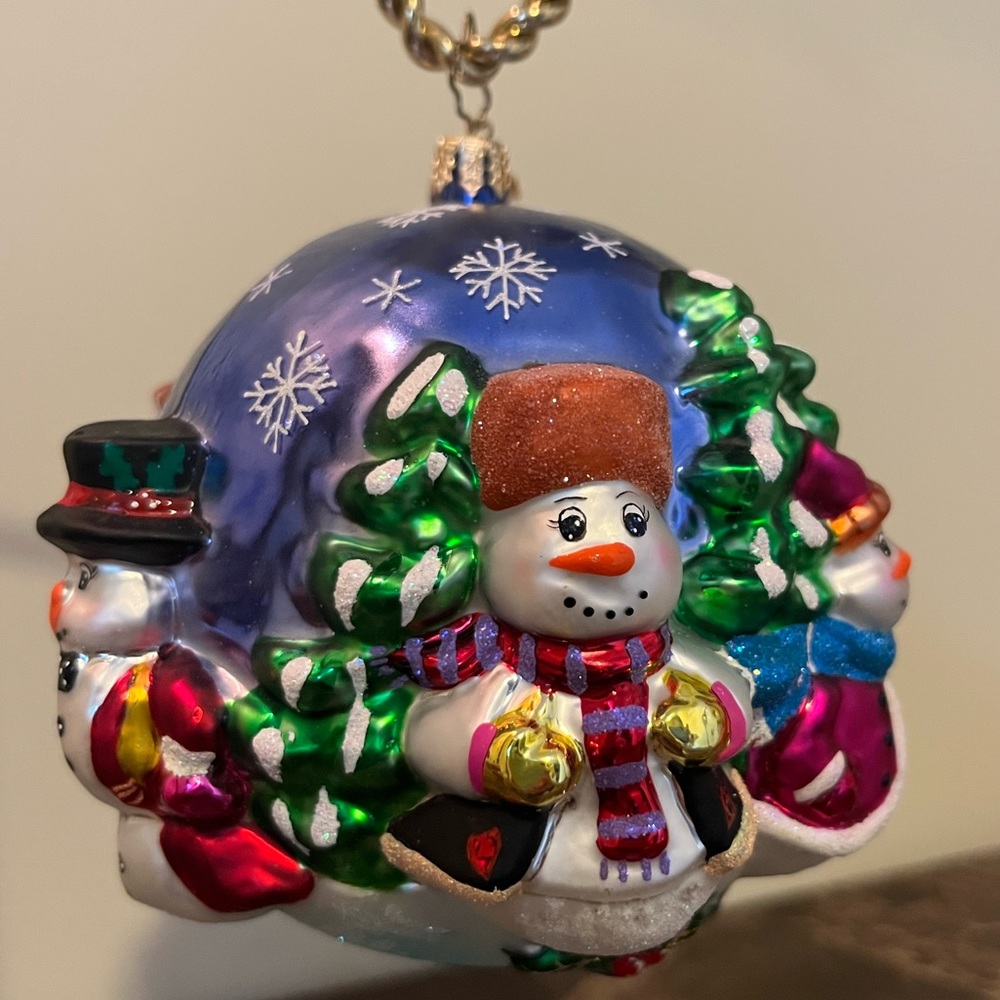 Vintage Christopher Radko Snow Globe Snowman Christmas